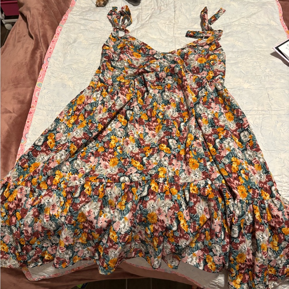 Floral Sleeveless Dress with Bow Straps
